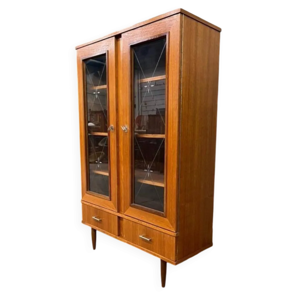 Bibliothèque / vitrine en bois vintage