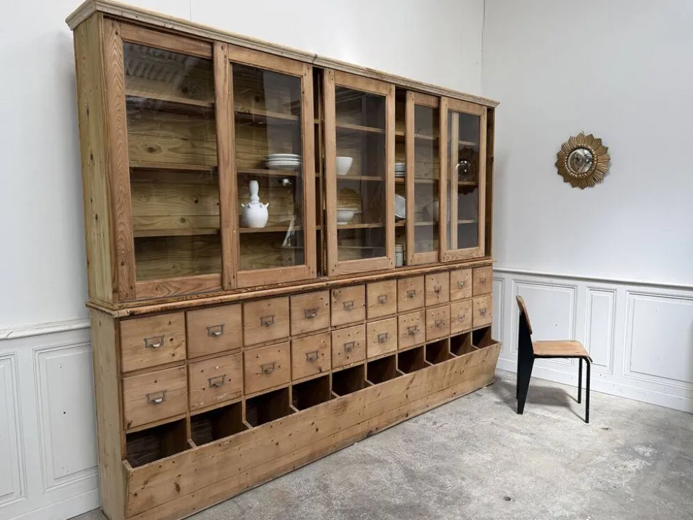 Bibliothèque vitrine meuble d'atelier 1940