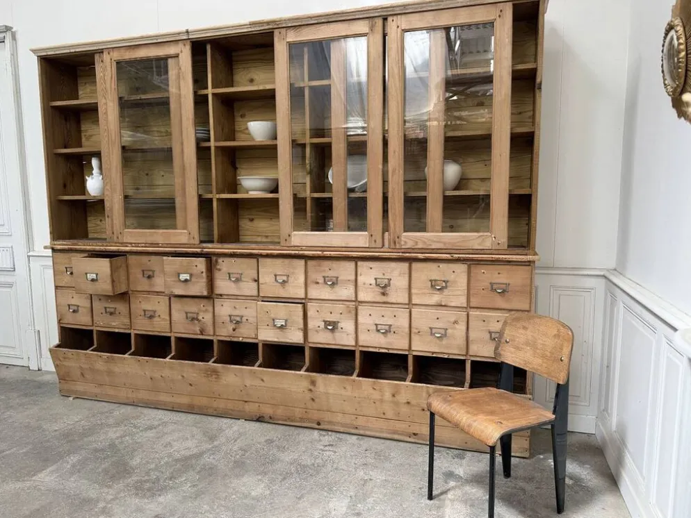Bibliothèque vitrine meuble d'atelier 1940