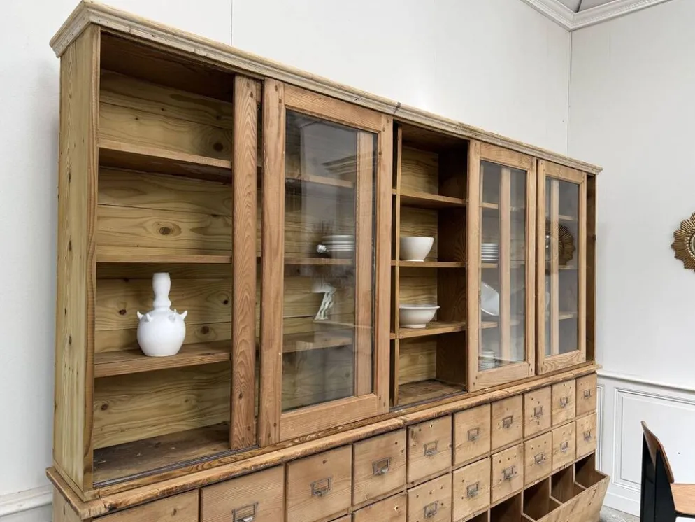 Bibliothèque vitrine meuble d'atelier 1940