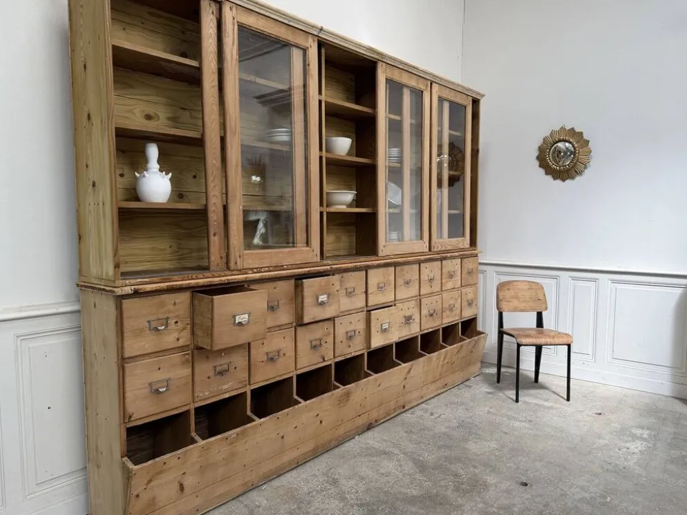 Bibliothèque vitrine meuble d'atelier 1940