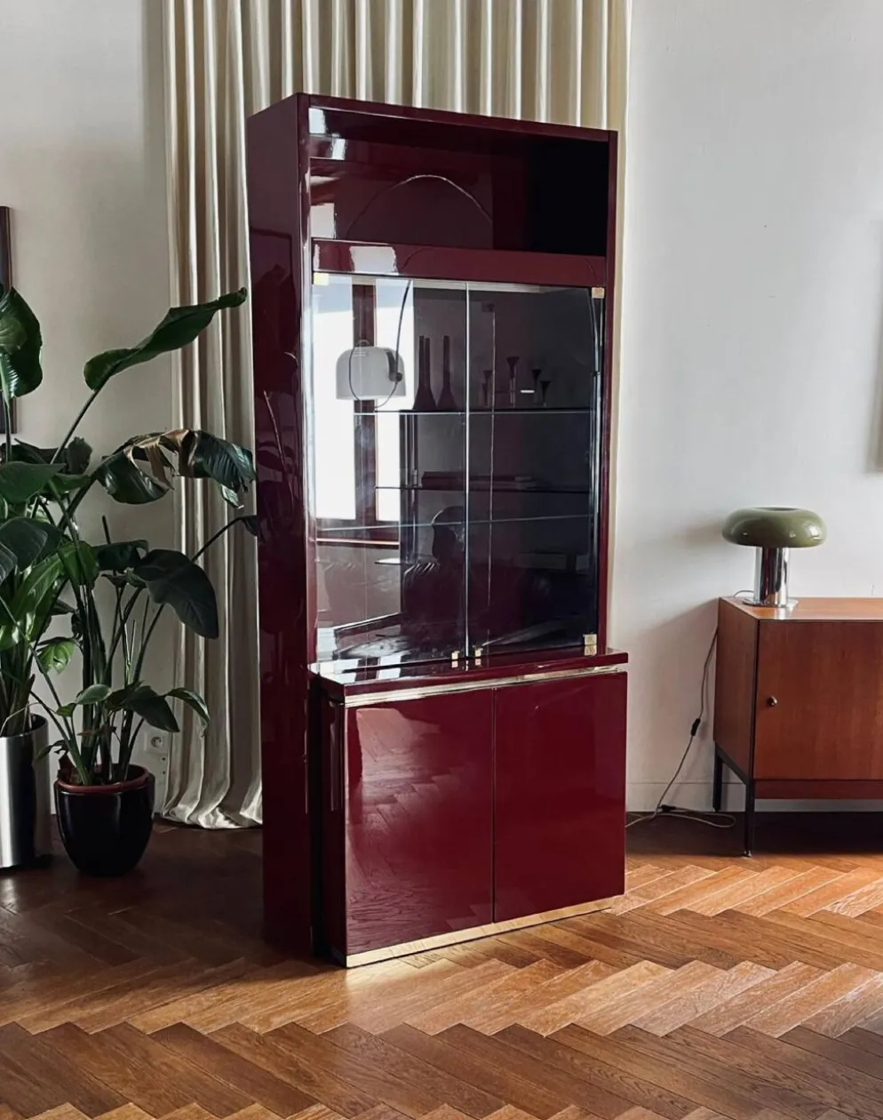Bibliothèque/vitrine Éric Maville pour Roche Bobois vintage années 70