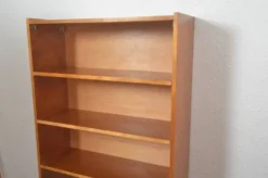 Bibliothèque vitrine vintage en placage bois, années 1950-1960
