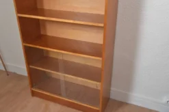 Bibliothèque vitrine vintage en placage bois, années 1950-1960
