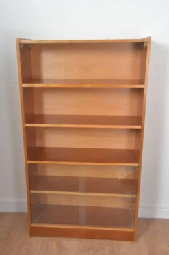 Bibliothèque vitrine vintage en placage bois, années 1950-1960