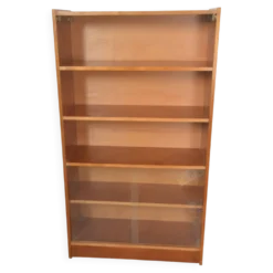 Bibliothèque vitrine vintage en placage bois, années 1950-1960