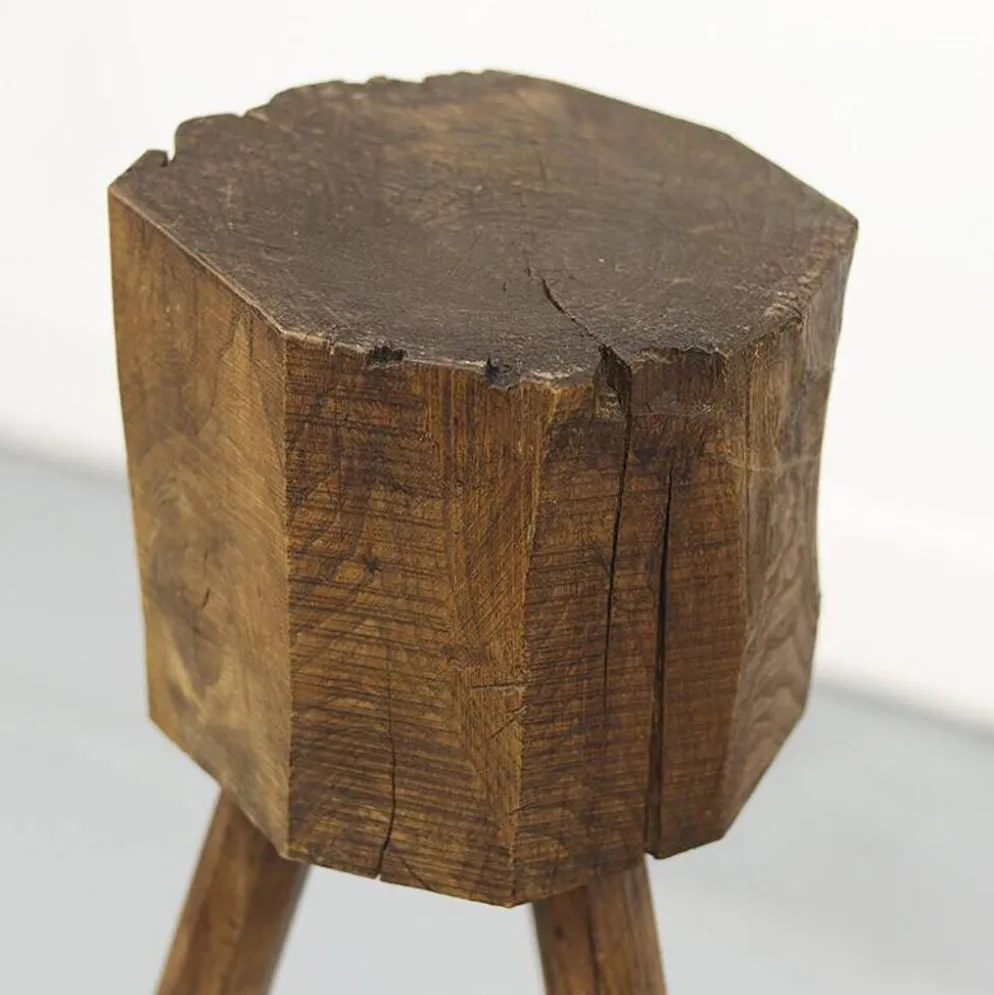 Bloc de boucher en chêne primitif Wabi Sabi antique
