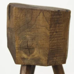 Bloc de boucher en chêne primitif Wabi Sabi antique