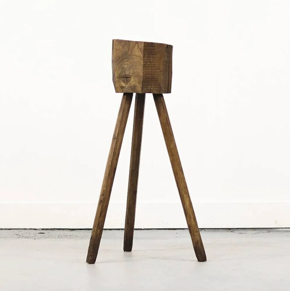 Bloc de boucher en chêne primitif Wabi Sabi antique