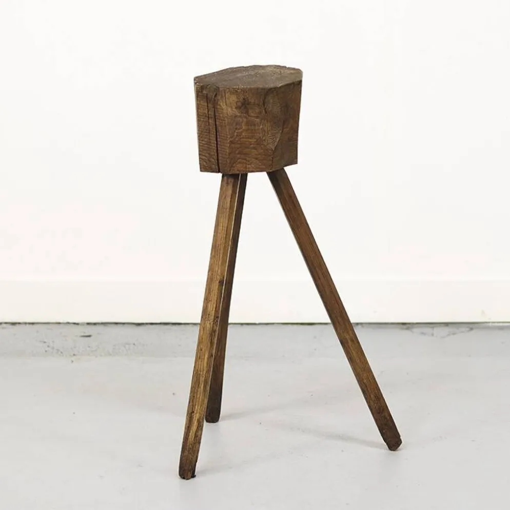 Bloc de boucher en chêne primitif Wabi Sabi antique