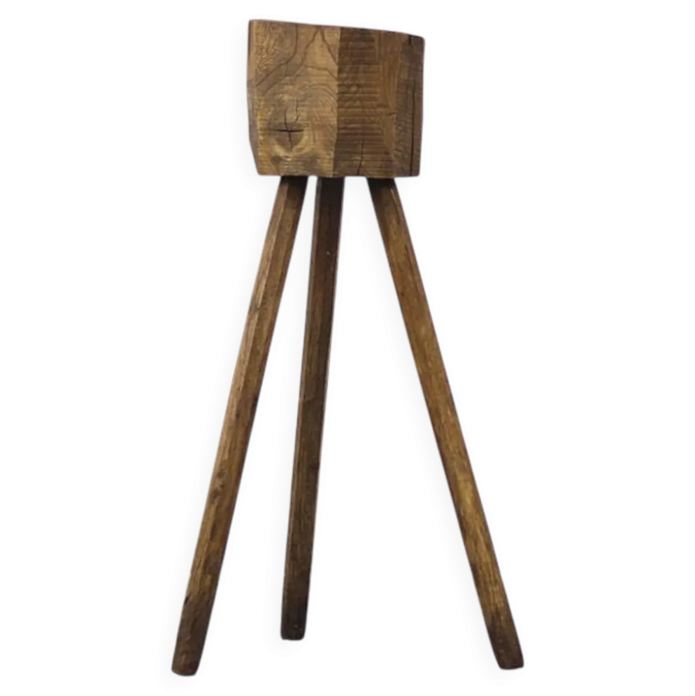 Bloc de boucher en chêne primitif Wabi Sabi antique