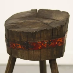 Bloc de découpe / piédestal en chêne Wabi Sabi primitif