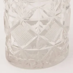 Bocal en cristal taillé, en argent massif anglais du 20e siècle, émaillé guilloché.