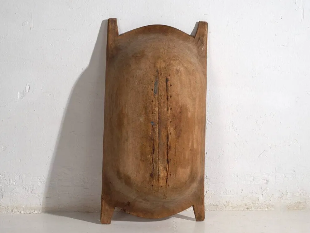 Bol ancien en bois massif wabi-sabi (c.1900) #9