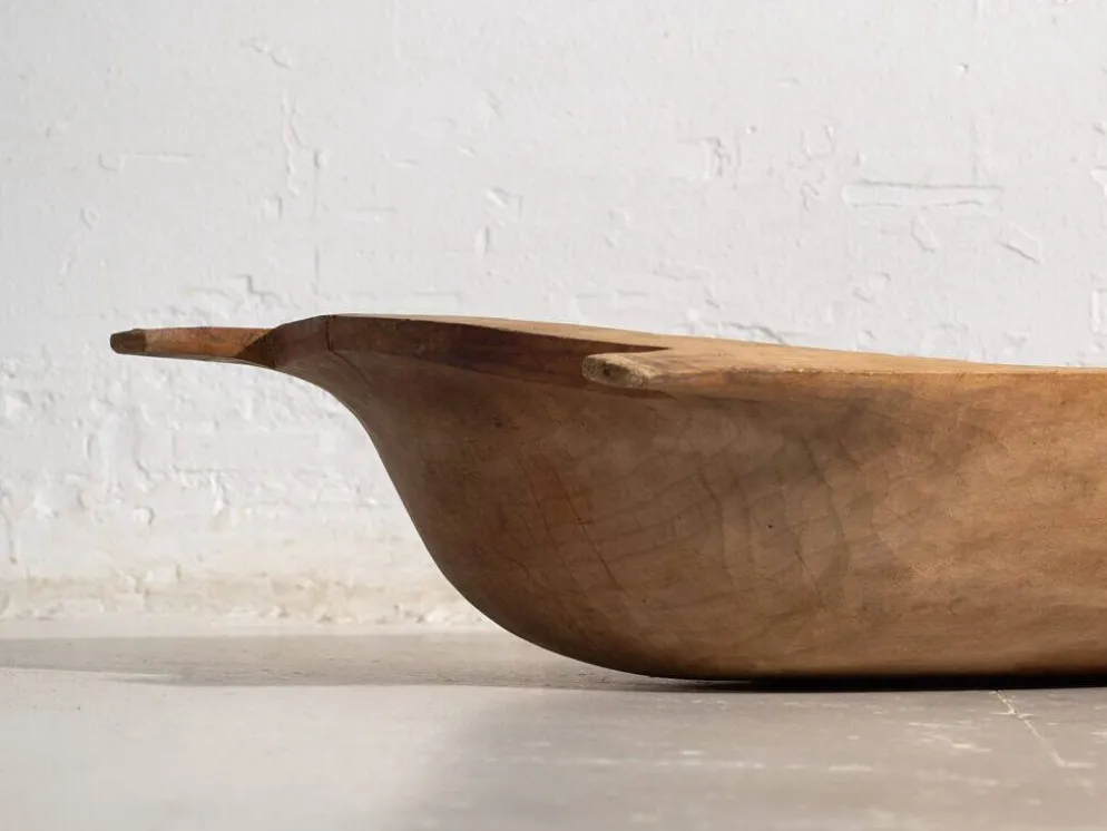Bol ancien en bois massif wabi-sabi (c.1900) #9