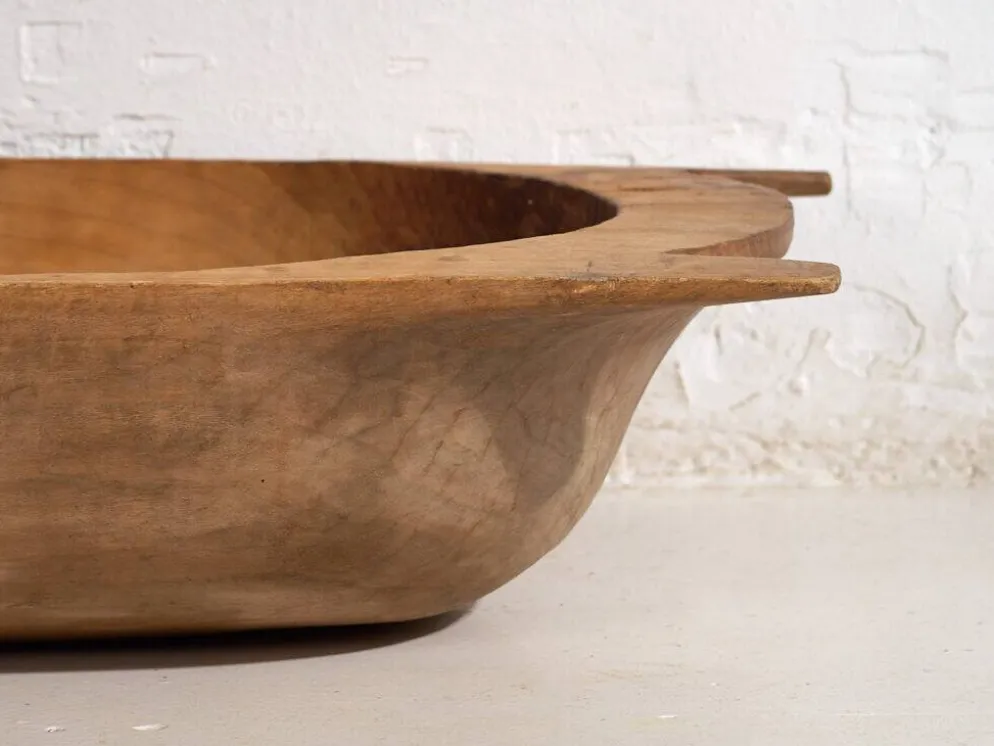 Bol ancien en bois massif wabi-sabi (c.1900) #9