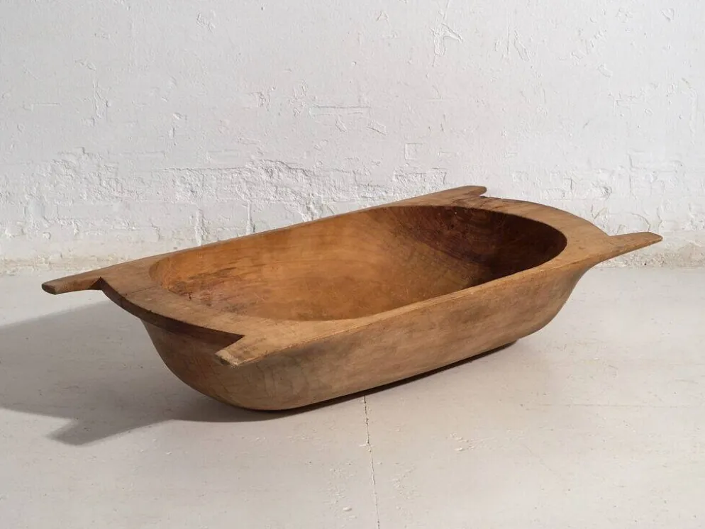 Bol ancien en bois massif wabi-sabi (c.1900) #9
