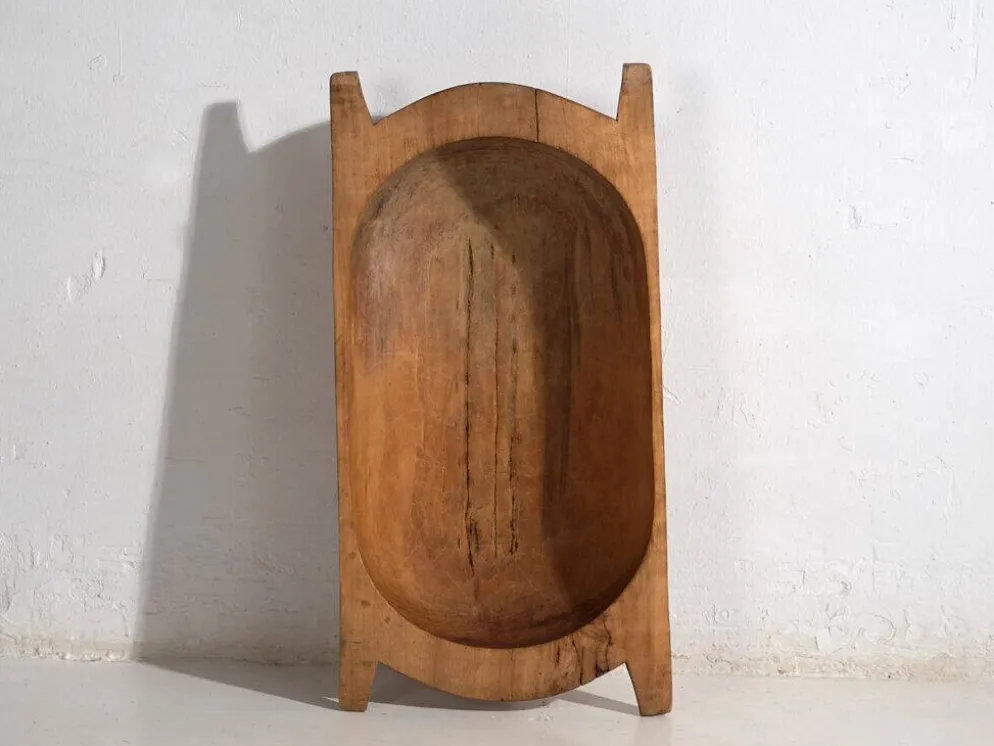 Bol ancien en bois massif wabi-sabi (c.1900) #9