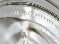 Bol à caviar & sa cuillère Bormioli Rocco verre & métal argenté, Italie 80'