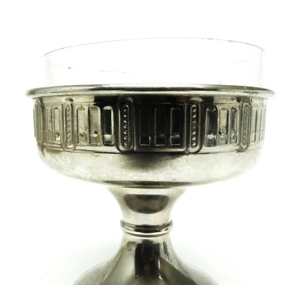 Bol à citrons Art Déco, laiton nickelé, verre, Suède, années 1930