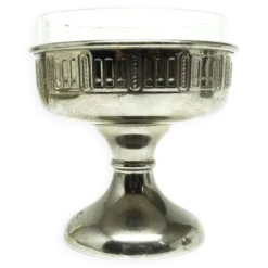 Bol à citrons Art Déco, laiton nickelé, verre, Suède, années 1930