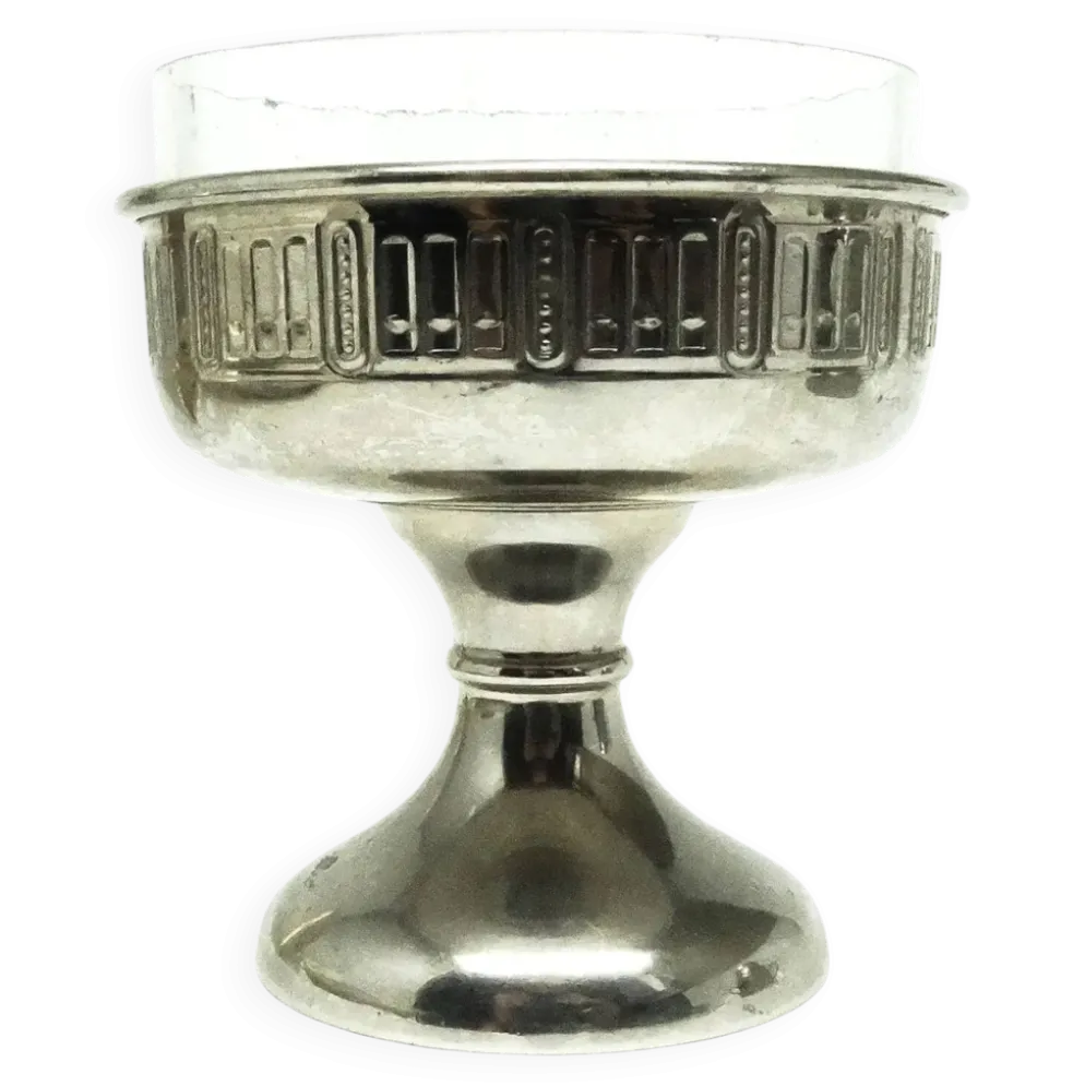 Bol à citrons Art Déco, laiton nickelé, verre, Suède, années 1930