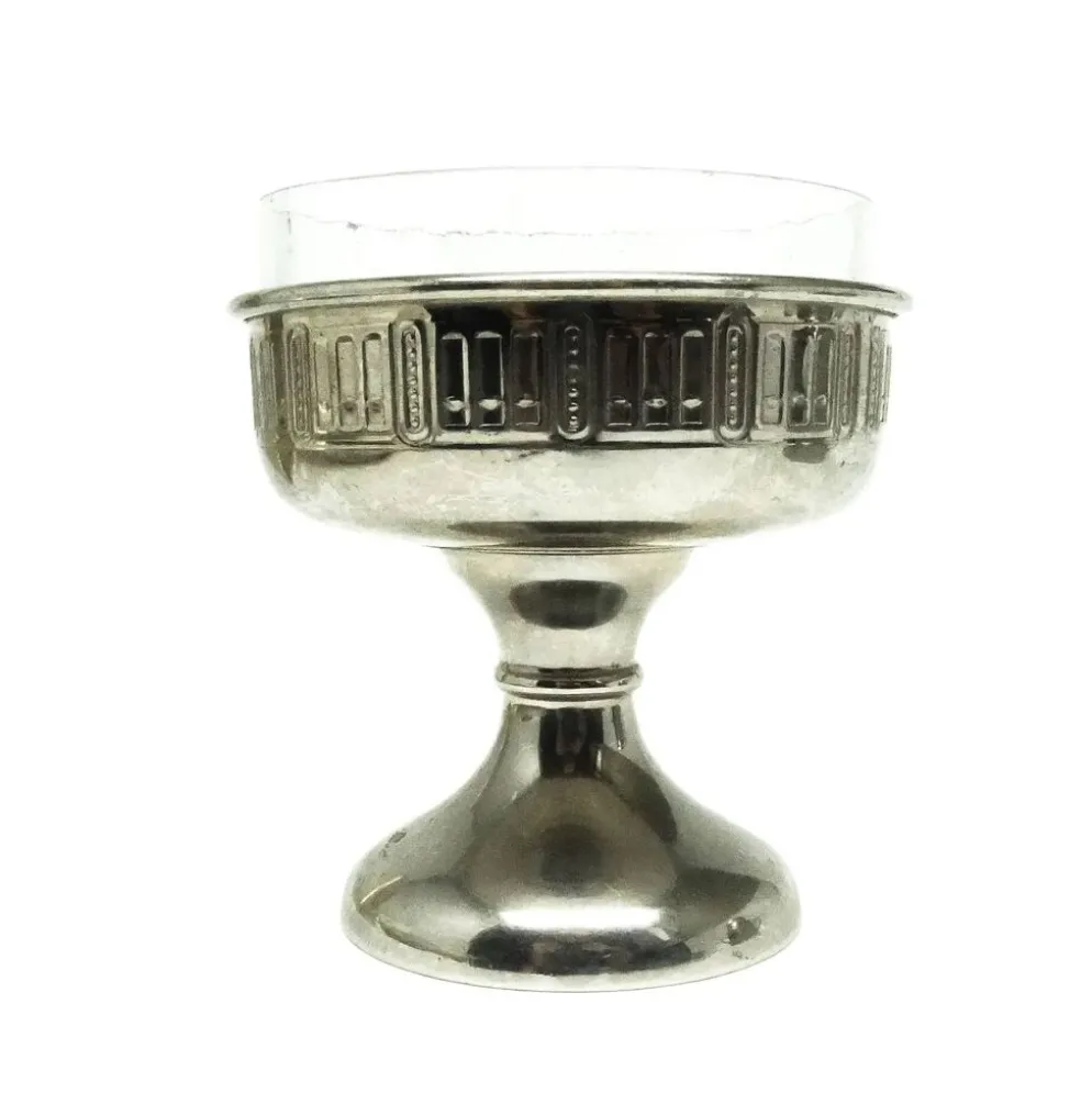 Bol à citrons Art Déco, laiton nickelé, verre, Suède, années 1930
