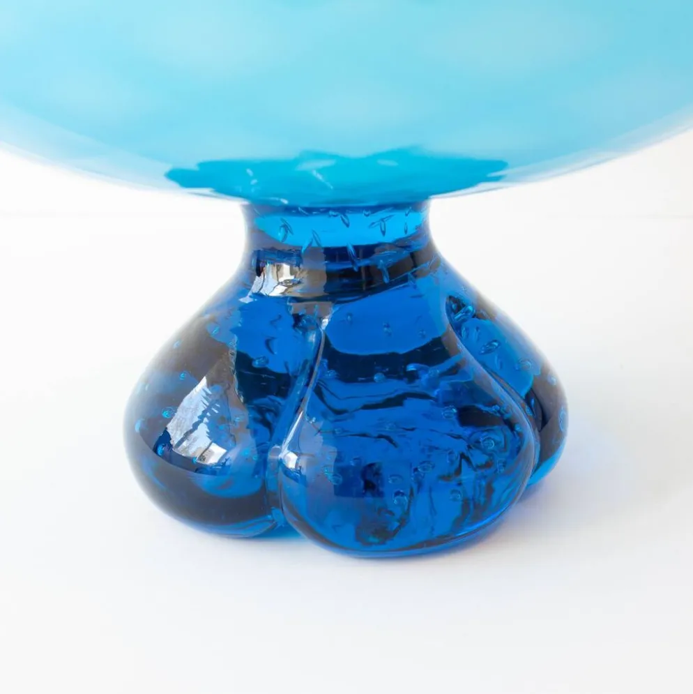 Bol, coupe sur pied en verre bleu, Portugal années 1960