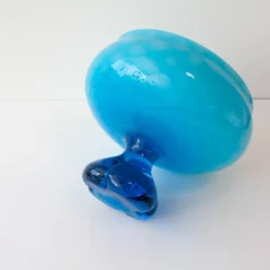 Bol, coupe sur pied en verre bleu, Portugal années 1960