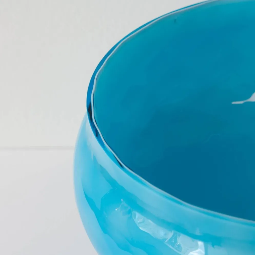 Bol, coupe sur pied en verre bleu, Portugal années 1960