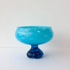Bol, coupe sur pied en verre bleu, Portugal années 1960