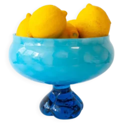 Bol, coupe sur pied en verre bleu, Portugal années 1960