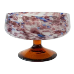 Bol, coupe sur pied vintage en verre multicolore, Portugal