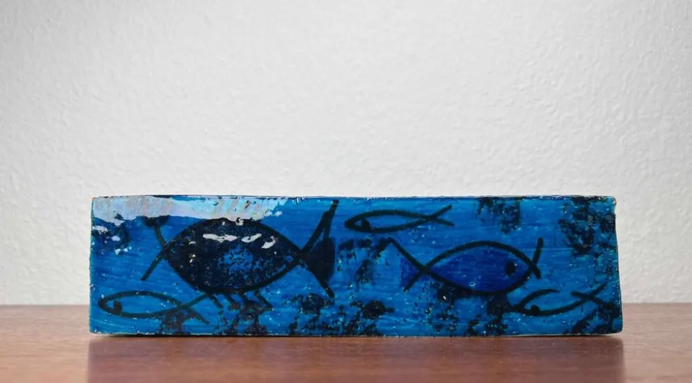 Bol en céramique de studio en forme de poisson Pesce de style mid-century moderne par Aldo Londi pour Bitossi, Italie, années 1960.