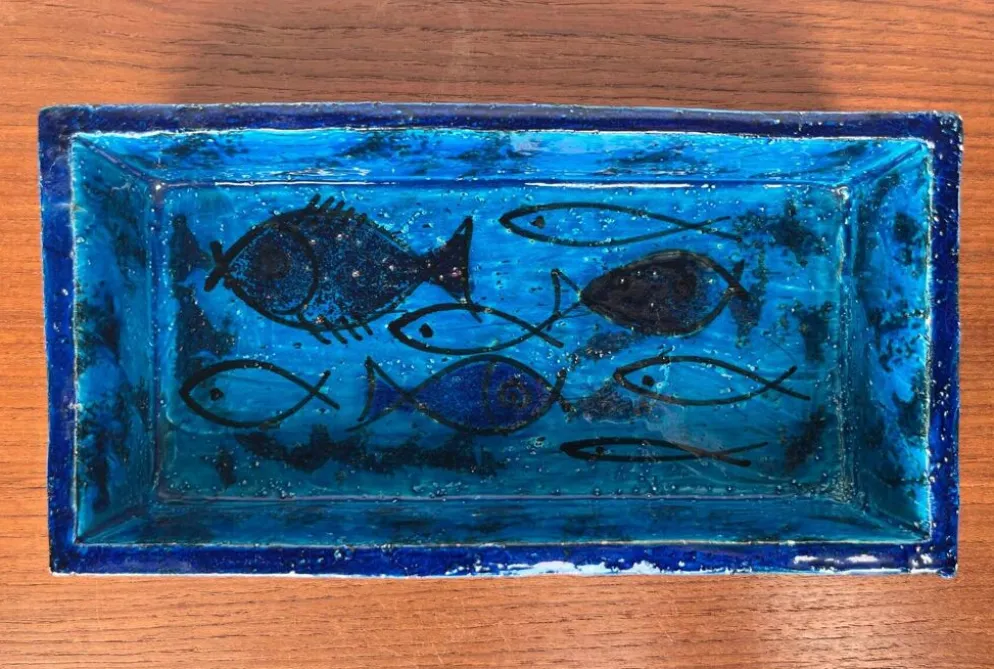 Bol en céramique de studio en forme de poisson Pesce de style mid-century moderne par Aldo Londi pour Bitossi, Italie, années 1960.