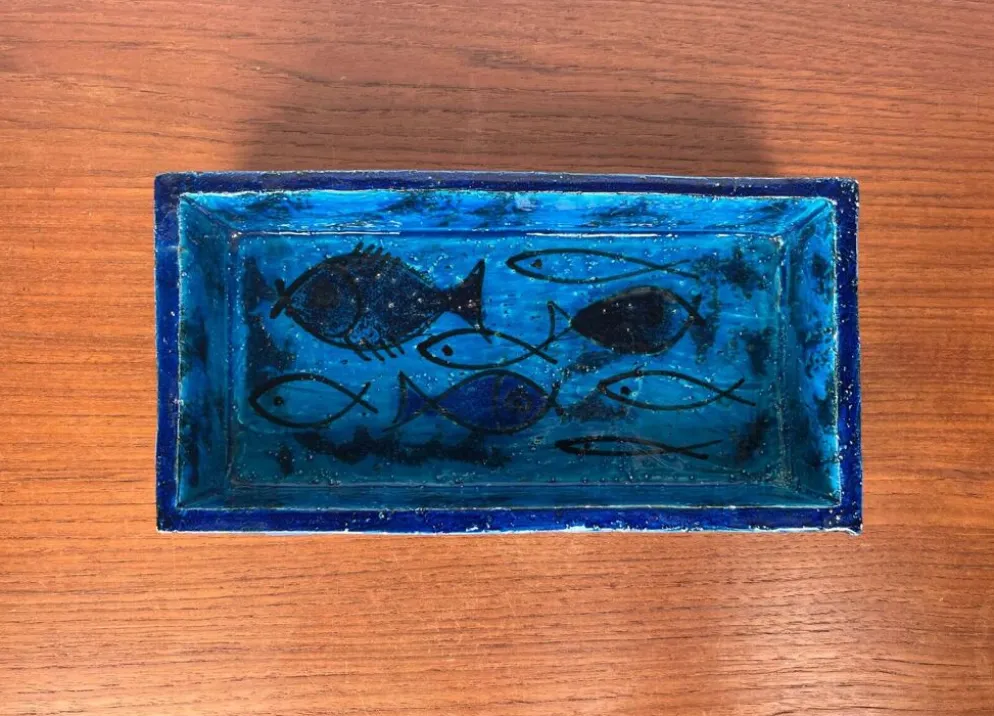 Bol en céramique de studio en forme de poisson Pesce de style mid-century moderne par Aldo Londi pour Bitossi, Italie, années 1960.