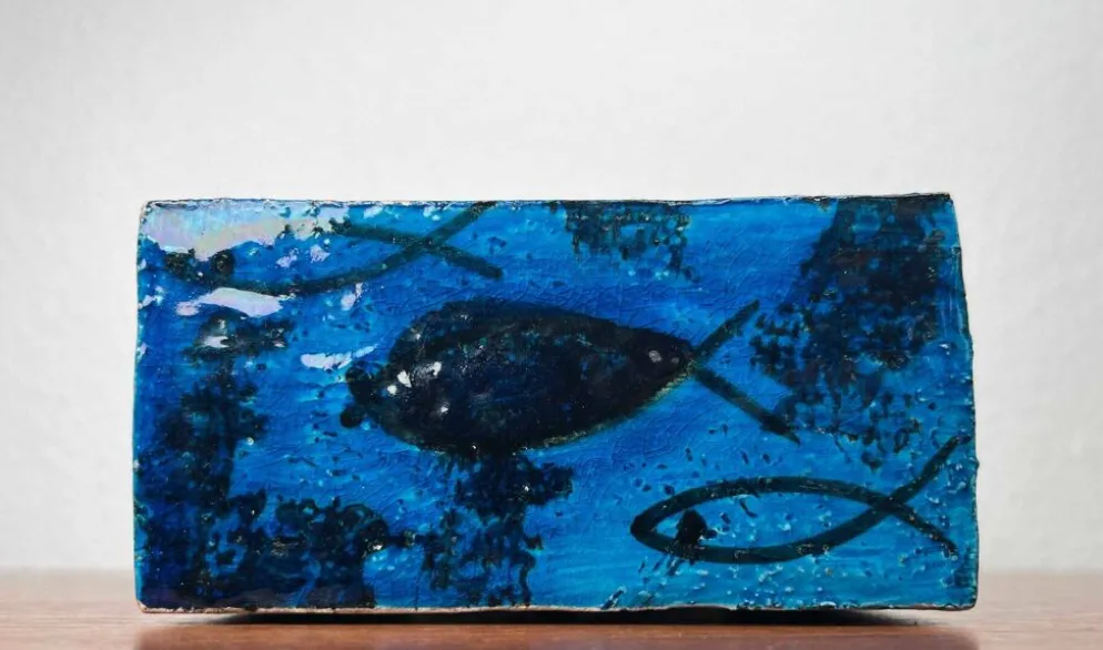 Bol en céramique de studio en forme de poisson Pesce de style mid-century moderne par Aldo Londi pour Bitossi, Italie, années 1960.