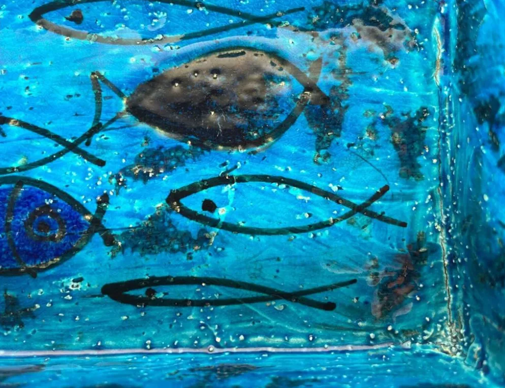 Bol en céramique de studio en forme de poisson Pesce de style mid-century moderne par Aldo Londi pour Bitossi, Italie, années 1960.