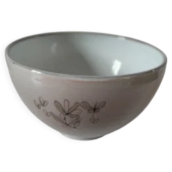 Bol en terre vernissée Poterie Millian France, décor floral stylisé