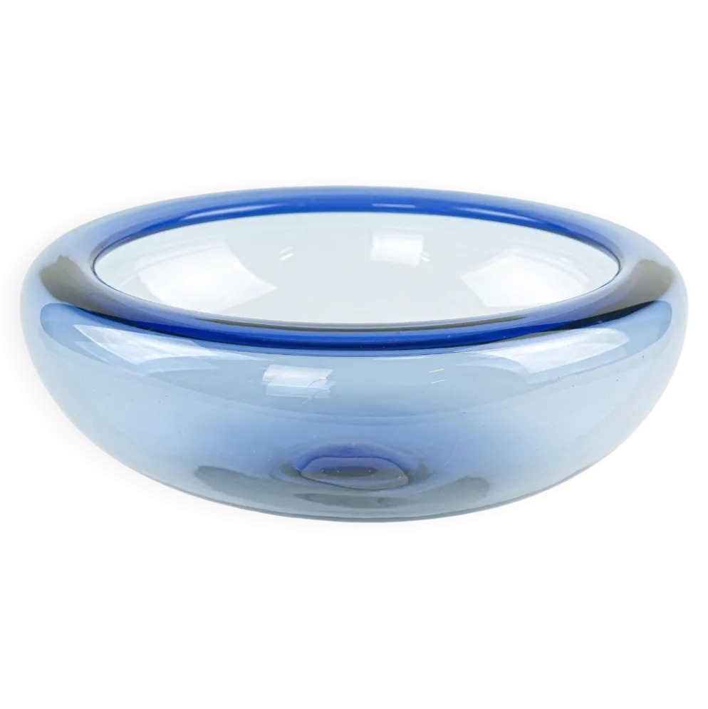 Bol en verre bleu, design danois, années 1970, fabriqué par Holmegaard