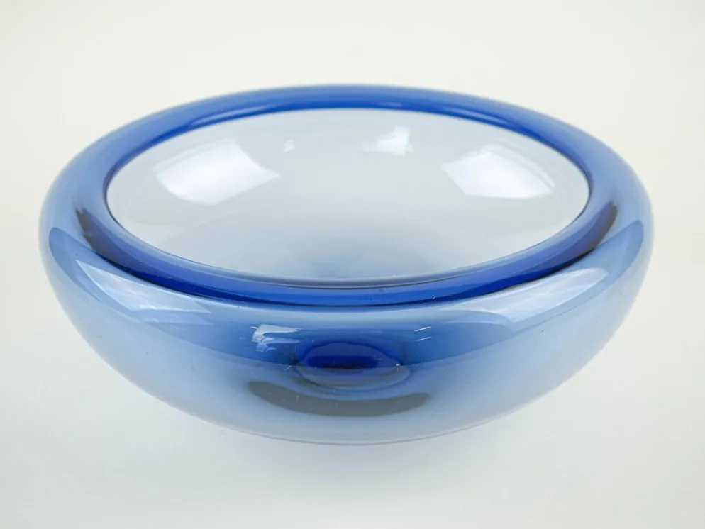 Bol en verre bleu, design danois, années 1970, fabriqué par Holmegaard