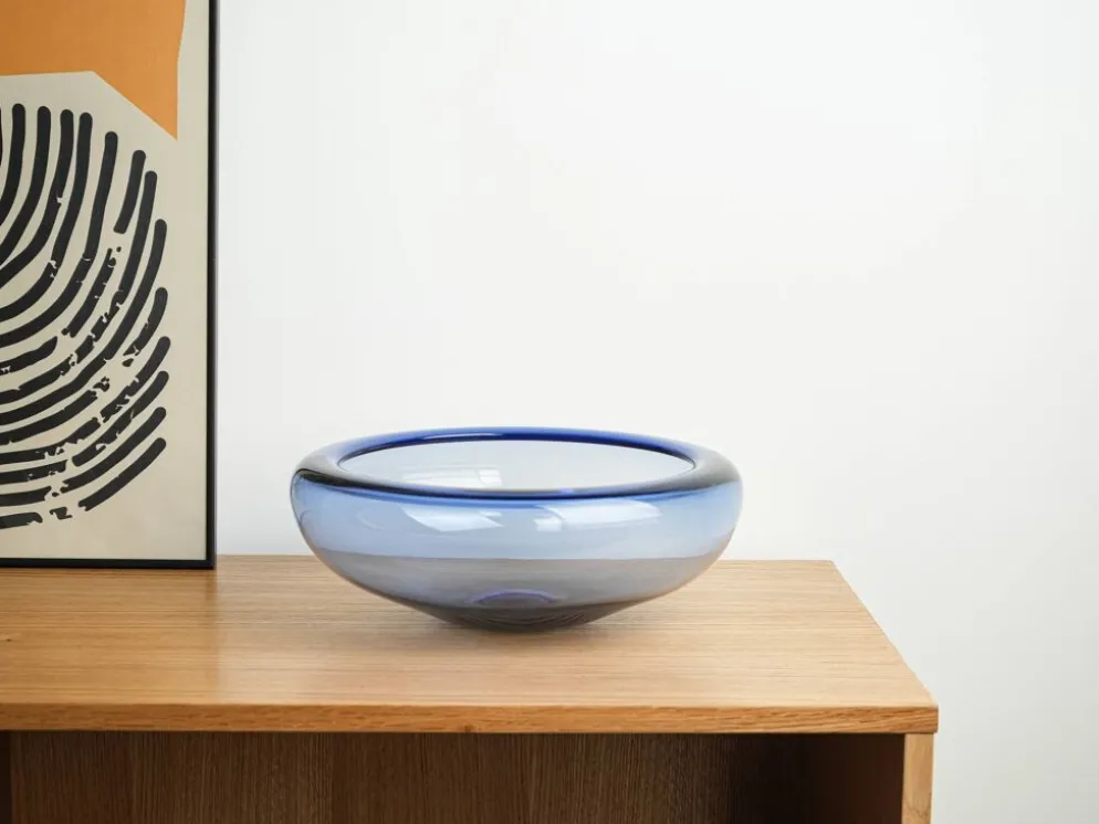 Bol en verre bleu, design danois, années 1970, fabriqué par Holmegaard