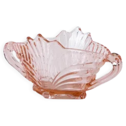 Bol en verre pressé rose, design italien, années 1970, fabriqué en Italie