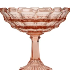 Bol à fruits en verre pressé rose rosaline Art Déco – Scailmont