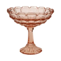 Bol à fruits en verre pressé rose rosaline Art Déco – Scailmont