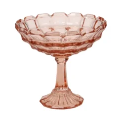 Bol à fruits en verre pressé rose rosaline Art Déco – Scailmont