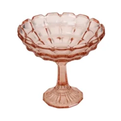 Bol à fruits en verre pressé rose rosaline Art Déco – Scailmont