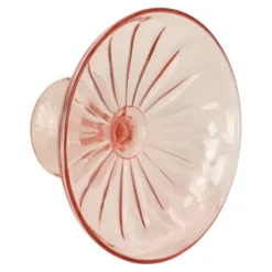 Bol à fruits haut Art Déco rose en verre dépression 28 cm