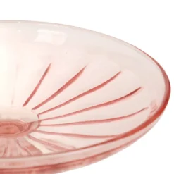 Bol à fruits haut Art Déco rose en verre dépression 28 cm