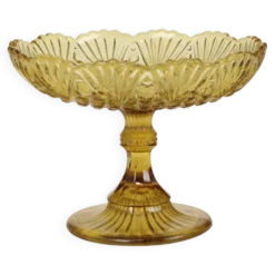 Bol à fruits haut en verre dépression ambre Art Déco 17 cm